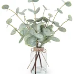 Artificial Eucalyptus Stems in Glass Vase with Faux Water
